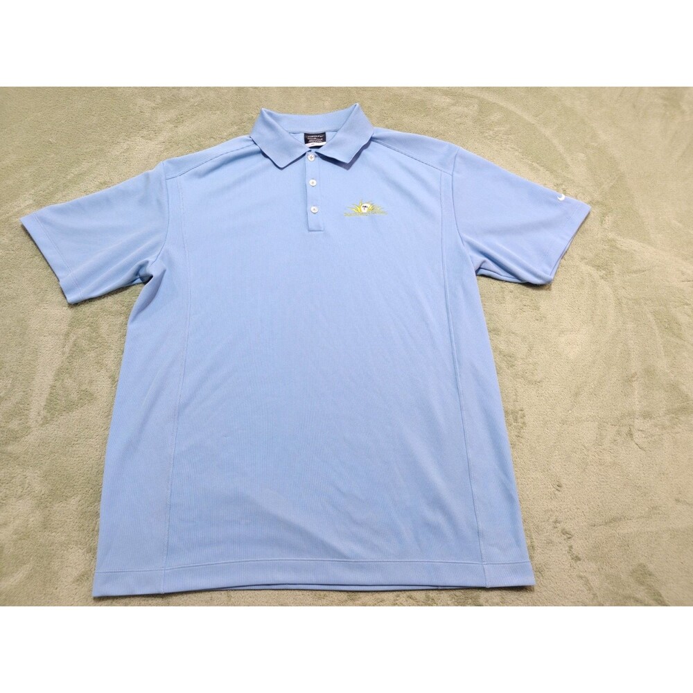 Nike Golf Polo Shirt Mens Sz L Light Blue Short Sleeve Dri-FIT Southwest Greens